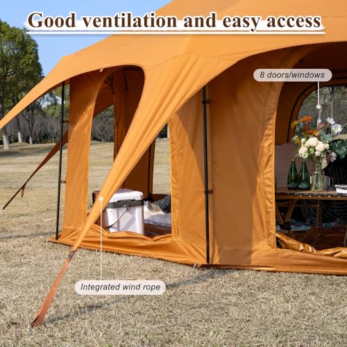 TOMOUNT Canvas Bell Tent Wall Tent with Stove Jack for Camping Glamping Yurt Dia.16.4ft*9.2ft (Yellow) - Image 5