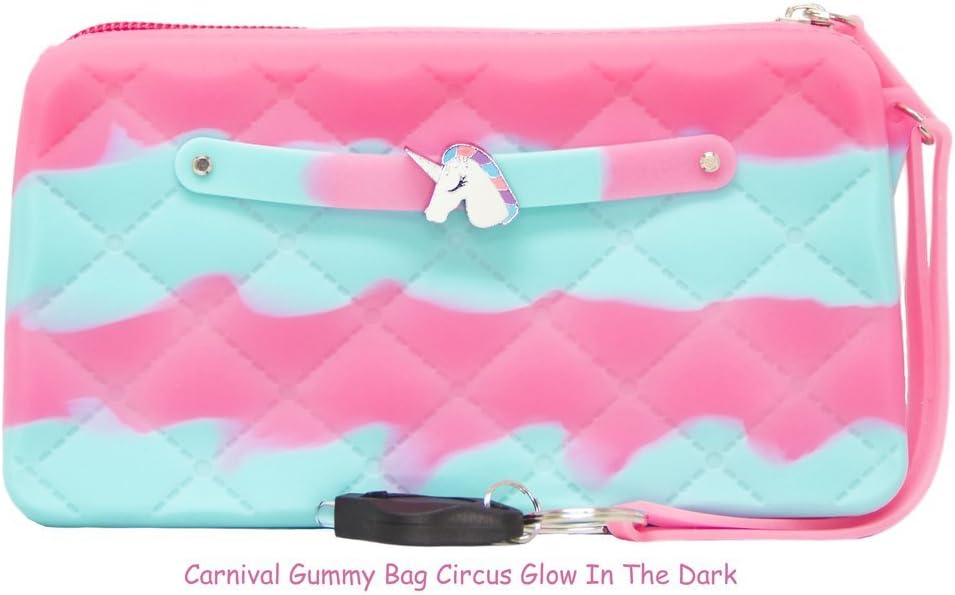 American Jewel Glow-in-the-Dark Wristlet Purse - Silicone Clutch & Unicorn Jewel - Style: Circus with LED Flashlight -Girls & Teen Accessories - Dress-Up …