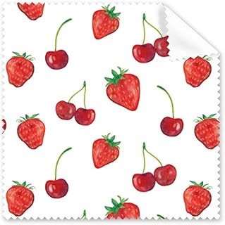 Red Strawberry Fruit Illustration Pattern Cleaning Cloth Phone Screen Glasses Cleaner 5pcs