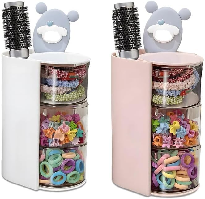 Aufbewahrungsregal für Haar-Accessoires – dreilagiges, transparentes Schmuck-Aufbewahrungsregal, um 180 Grad drehbarer Make-up-Display-Ständer, Haarspangen-Aufbewahrungsregal für
