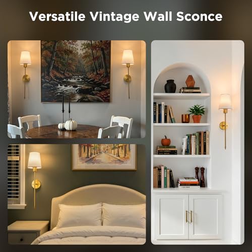 Image of Brightown Battery Operated Wall Sconces Set of Two,Linen Sconces Wall Decor | RGBWW Rechargeable Wall Lights with Dimmable Magnetic Bulbs & Remote, Wireless Wall Lamp for Living Room Bedroom Hallway