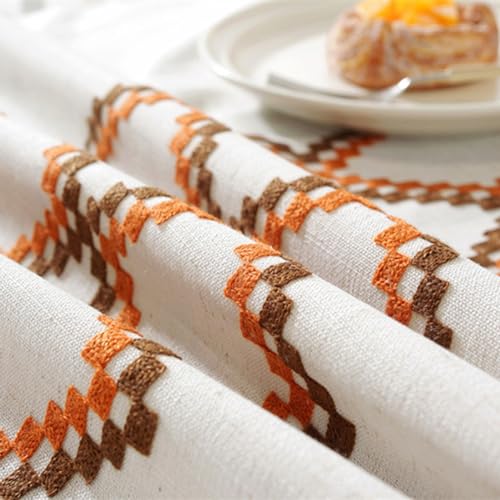 Nappe de table rectangulaire TYP-5 lavable en polyester brodé de pompons 90x90 cm