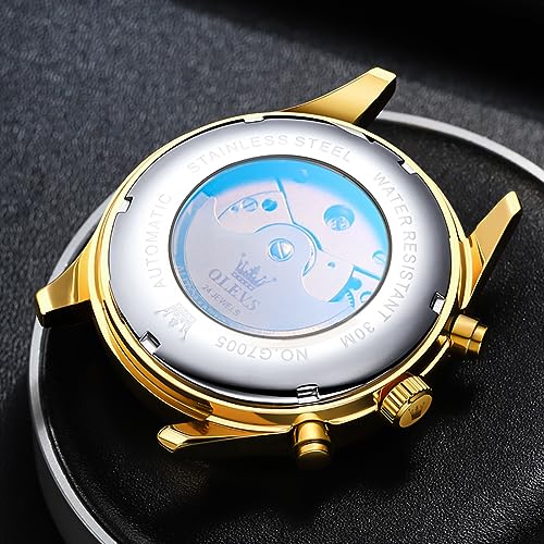 Image of OLEVS Automatic Men Watch Self Winding Mechanical Moon Phase Business Luxury Diamond Dress Stainless Steel Waterproof Luminous Mens Wrist Watch