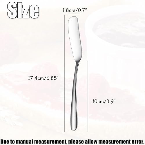 Miniatura 2 de Wenkoni Cuchillo de mantequilla, SUS 304 de acero inoxidable de 6.8 pulgadas, mantequilla, queso, cuchillo esparcidor de desayuno, 5 unidades