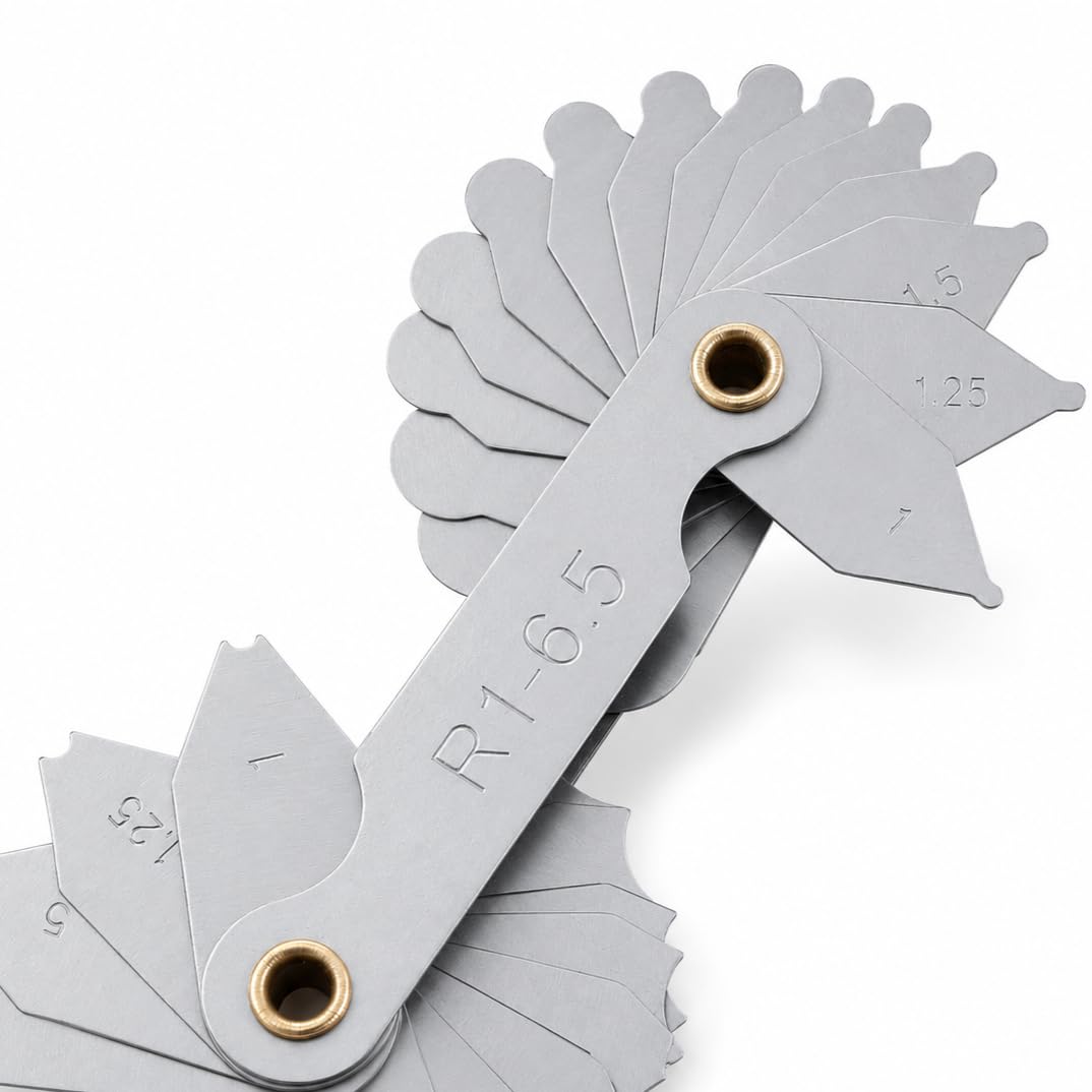 KATSU Radienlehre 6 Stück R0.3-1.5 / R1-6.5 / R7-14.5 / R15-25 / R25-50 / R52-100 Metall Radius Filetlehre Lehr Tragbares konkaves konvexes Messwerkzeug Ingenieure