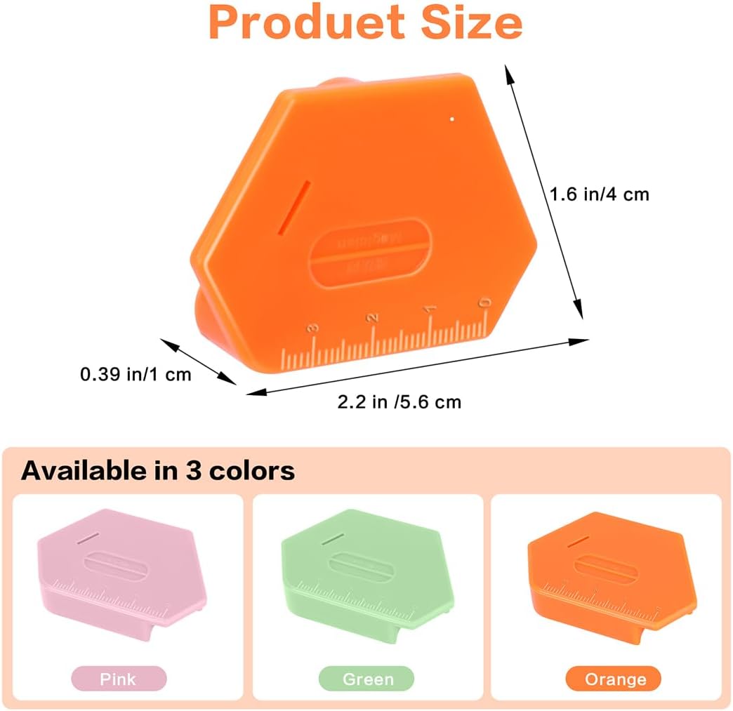 3 Pack Magnetic Seam Guide for Sewing Machine,Multifunctional Polygonal Hemmer Guide with Scale,Universal Sewing Quilting Supplies Accessories Tools(3 Color)