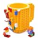 KYONNE Build-on Brick Mug, Lego Style Building Blocks Coffee Cup, Unique Christmas Gift Idea (Yellow)