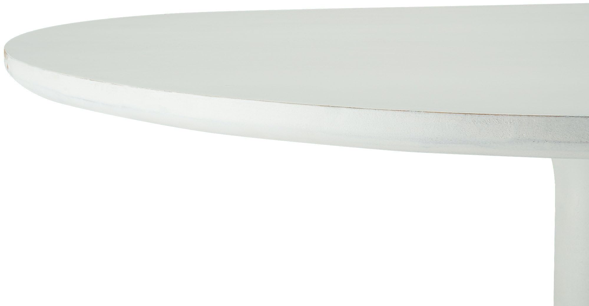 CLP Mesa Auxiliar Redonda Morristown, Mesa de Madera de Mindi Hecha a Mano, Mesa de Centro Maciza para salón y Comedor, Color:Blanco Envejecido