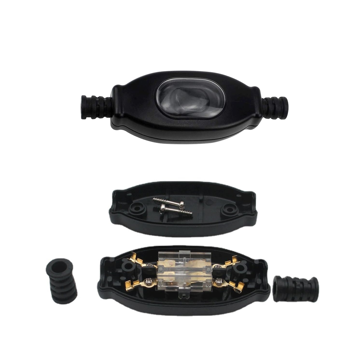 Interrupteur étanche IP65 En Ligne - Lot De 2, Pour Câble D'éclairage Extérieur, 250V/3A, Max 8 Mm De Diamètre