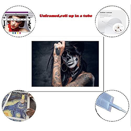 Superyufeng Holidays Day Of The Dead Hands Tattoos Makeup Girls Canvas Art Poster And Wall Art Picture Print Modern Family Bedroom Decor Posters 16X24Inch(40X60Cm) #TOP1