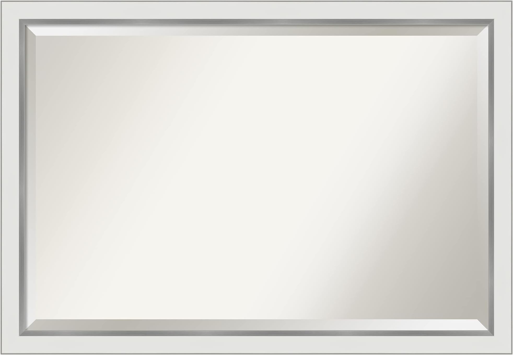 Amanti Art Vanity Bathroom Eva White Silver Narrow Frame | Wall Mounted Mirror, Glass Size 36x24