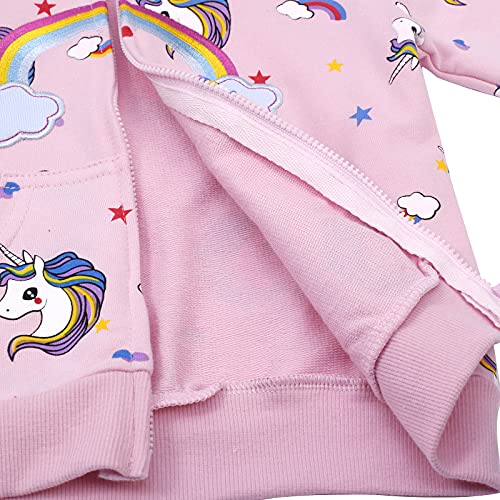 Popshion Baby Girls Zip up Rainbow Unicorn Sweatshirt Kids Winter Jacket Hooded Coats Hoodie Outerwear 2t /90