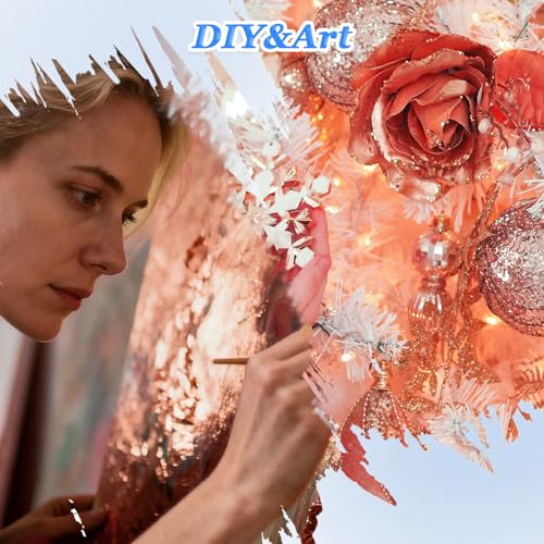 Apausvcm Lot de 100 feuilles de cuivre imitation feuille d'or rose - Peinture acrylique - Feuilles d'or rose - Pour travaux manuels, travaux manuels, dorure, artisanat, projet artistique, peinture – vue 5