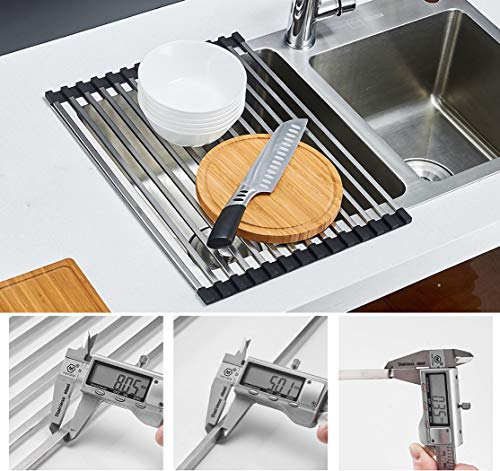 Ahyuan Roll Up Dish Drying Rack Over The Sink Dish Drying Rack Square Tubes Dish Rack Over Sink Dish Racks For Kitchen Counter Rv Camper Accessories For Travel Trailers (Black, 17.8''Wx13.4''L) #TOP6