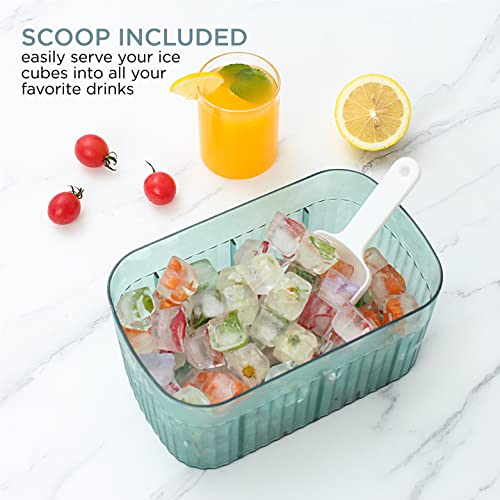 Cook With Color Ice Cube Tray With Lid And Bin - Easy Release Ice Container For Freezer With Push Button - 24 Ice Cube Tray For Small Ice Cubes, Ice Coffee Ice Cubes, Baby Food And More (Blue) #TOP3