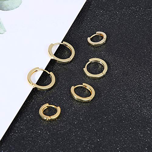 Micuco Small Hoop Earrings For Women 14K Gold Plated Hoop Huggie Earrings For Men Hypoallergenic Earrings Tiny Cartilage Ear Jewelry For Women 14K Gold Plated 8Mm 10Mm 12Mm #TOP2