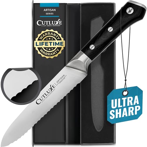 Comparison: Best Knife For Slicing Tomatoes 7 Cutluxe Kitchen Utility Knife – 5" Serrated Ultra Sharp Blade, Ergonomic Handle, Full Tang – Forged High Carbon German Steel – Artisan Series