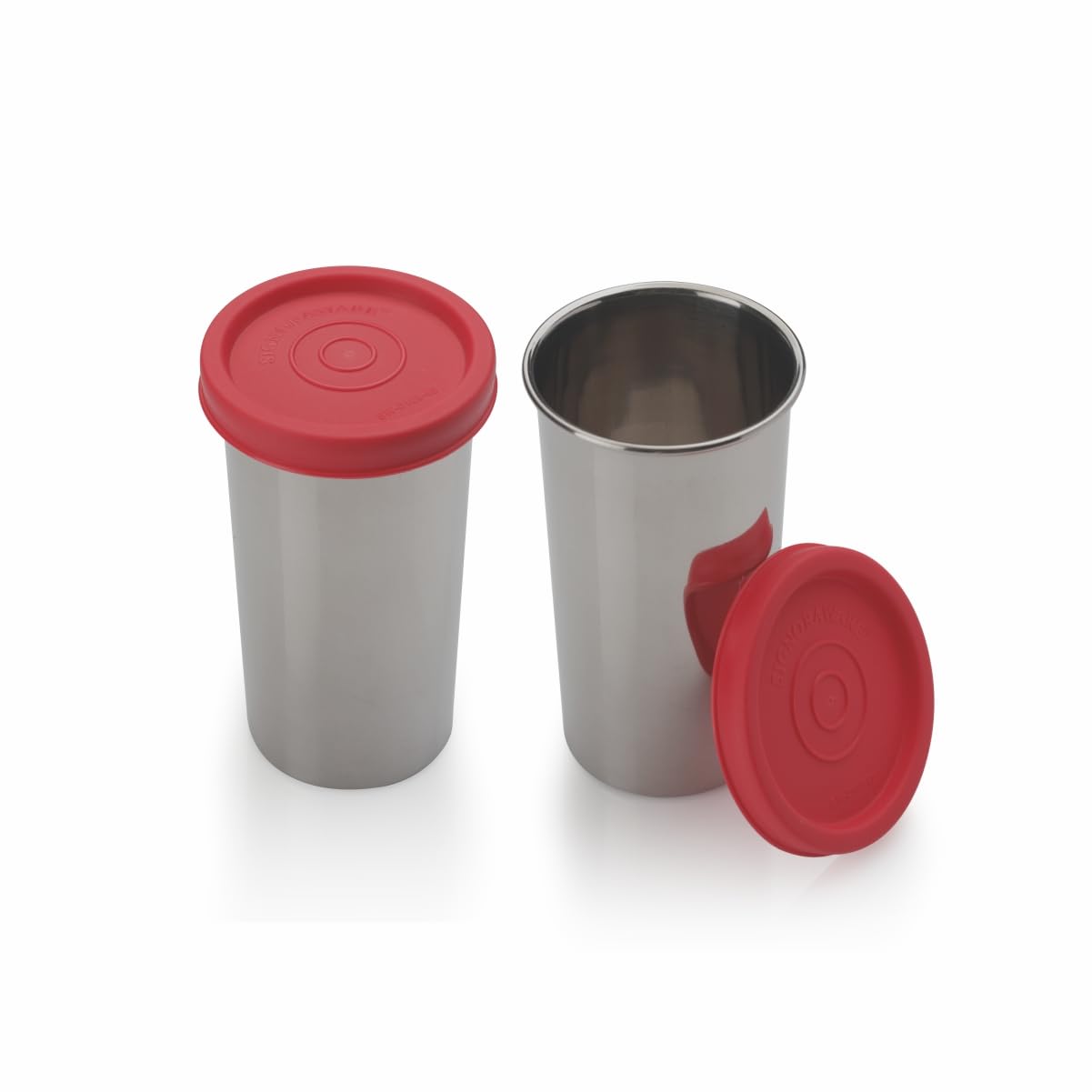 Signoraware Nano Stainless Steel big Container | Microwave Safe | Airtight & LeakProof | Compact & Sleek | Easy to Clean | Perfect for Picnics & Storing Small Portion of Leftovers (150ml x 2 | Red)