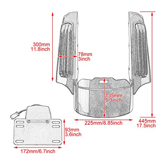 image for YHMTIVTU Motorcycle Rear Fender Extension Fascia Set with LED Turn Sig