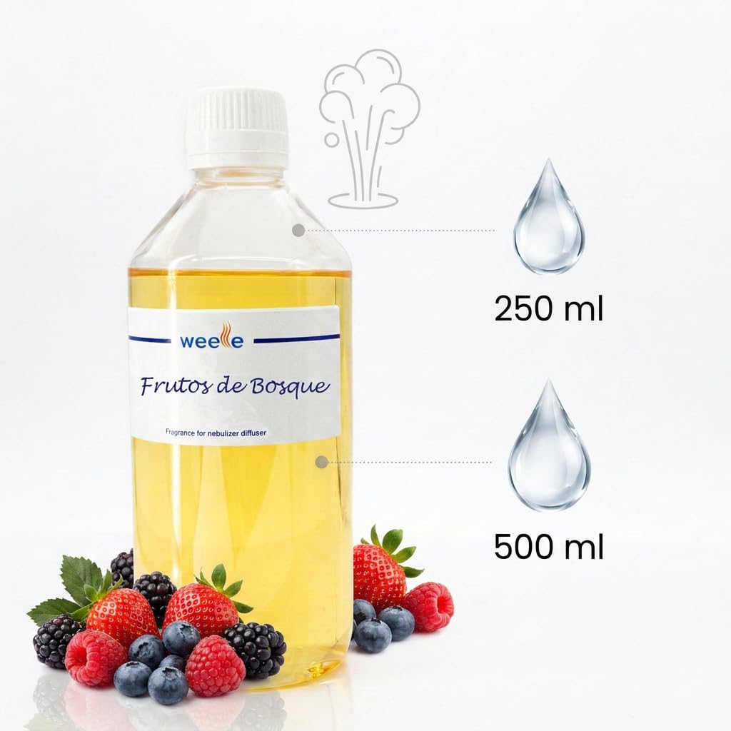 Ambientador Electrico Profesional Weele para Hogar o Oficina con Perfume Frutos de Bosque 500ml. Fragancia Profesional para Ambientador | Aroma Duradero y Fresco para Espacios Grandes |