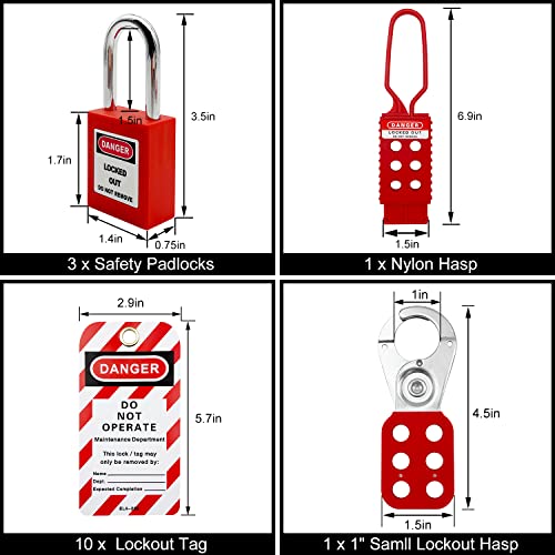 SAFBY Lockout Tagout Kits Electrical Loto - Group Lockout Hasps, Lockout Tags, Safety Padlocks with Number, Nylon Ties with Pocket Bag by SAFBY - Image 3