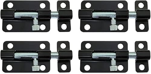 Miniatura 3 de QCAA Deco Perno de barril deslizante de acero duradero, 2 pulgadas, revestimiento negro, paquete de 4, fabricado en Taiwán