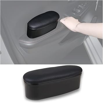 Adjustable Car Left Arm Elbow Support, Car Door Armrest Support Pad, Universal Vehicle Armrest Pad Elbow Support Side Adjustment Pads, With Storage Box, for Most Car ModelsBlack