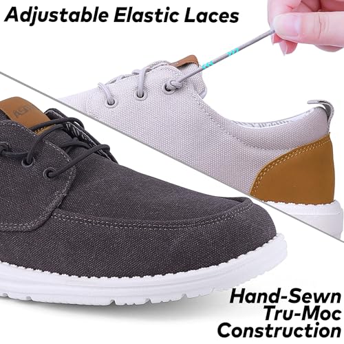 Image of ASITVO Men's Wide Canvas Loafers Slip on Boat Walking Shoes Casual Dress | Big Size Width Toe Box