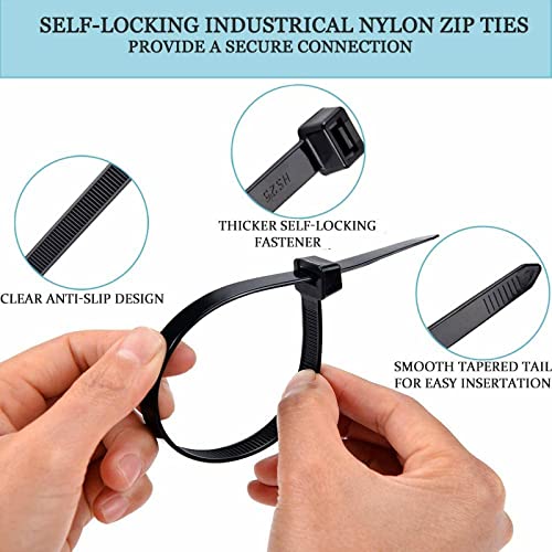 Small Zip Ties 6 Inch Black Thin Plastic Cable Ties 500 Per Pack Nylon Ties Wraps Outdoor Use With 45 Pounds Tensile #TOP3