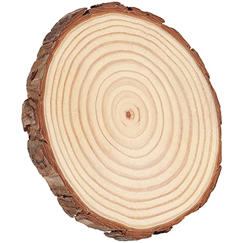 HAKZEON 14 PCS 6-7 Inches Natural Wood Slices, 3/5 Inches Thick Wood Rounds with Bark, Unfinished Wooden Discs for Crafts Rustic Wedding Ornaments, DIY Arts Christmas Home Decor