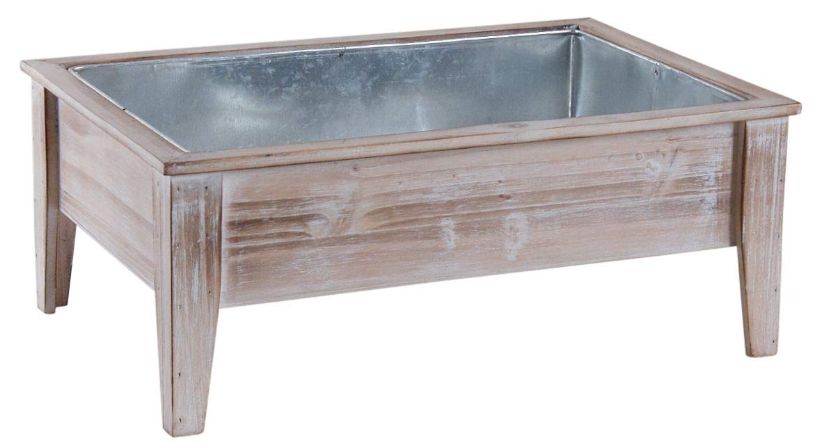 AUBRY GASPARD - Mini Carré Potager en Bois Brûlé et Zinc - sur Pied - Dimensions 40 x 27 x 16 cm - Résistant à la Pourriture et aux Insectes - Idéal pour Petits Espaces - Jardins, Terrasses, Balcons
