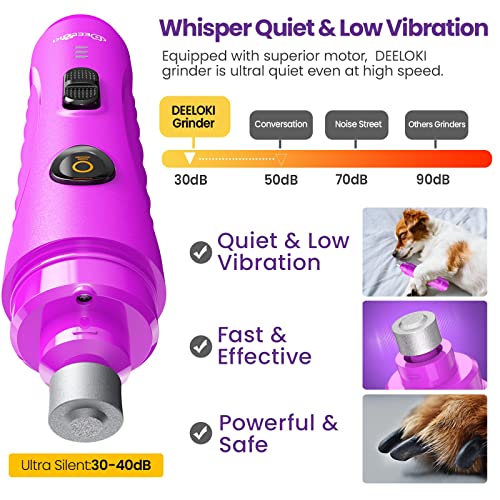 Dog Nail Grinder With Led Light,2-Speed Powerful Motor Painless Electric Dog Nail Trimmers Upgrade Super Quiet Dog Nail Clipper Set For Small Medium Large Dogs Cats Paws Grooming & Smoothing Tools #TOP2