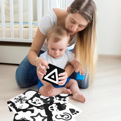 20 unidades cartões bebé estimulação visual, 40 páginas cartões pretos e brancos para bebés Flashcards cartão visual de alto contraste para 0-3 meses recém-jogo educativo aprender cores
