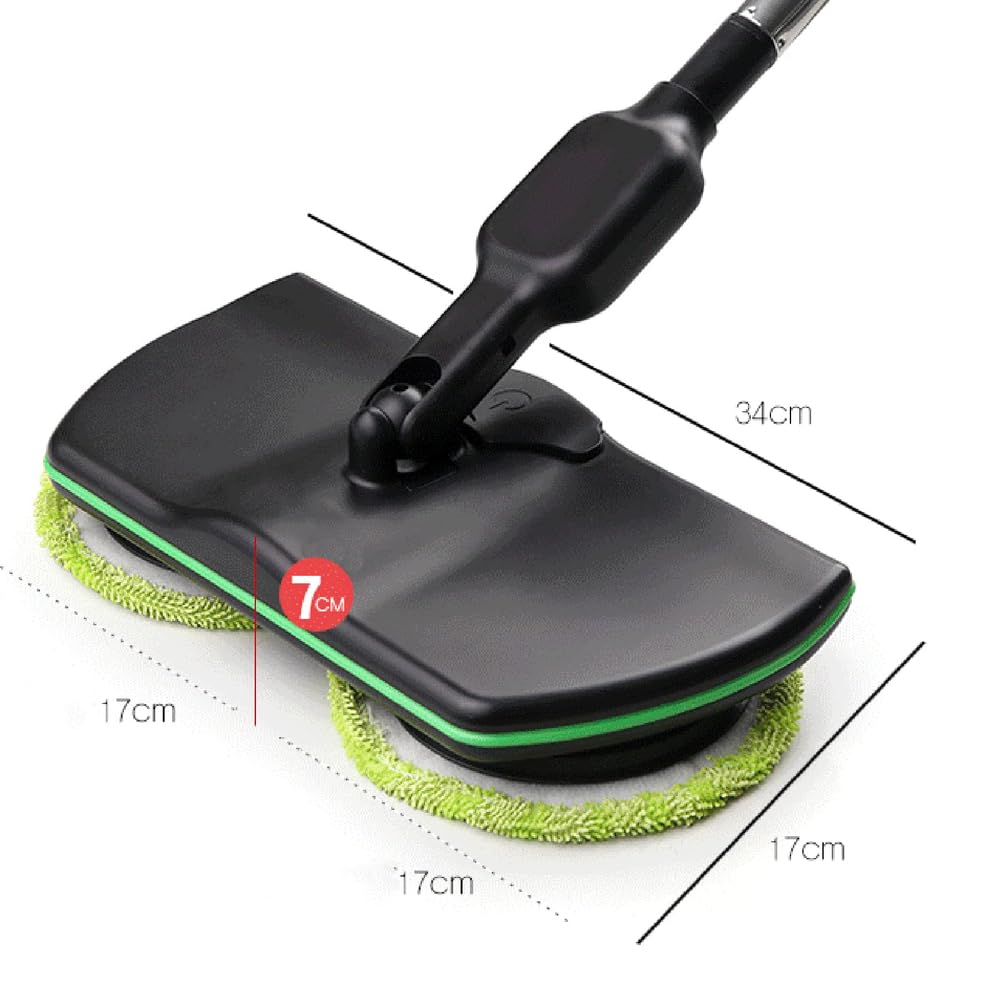 Mopa Giratoria Eléctrica de Limpieza,Mopa Spinning Recargable con Mango Ajustable,2 Almohadillas Microfibra y 2 Almohadillas Pulido,para Suelos de mármol,parqué y demás
