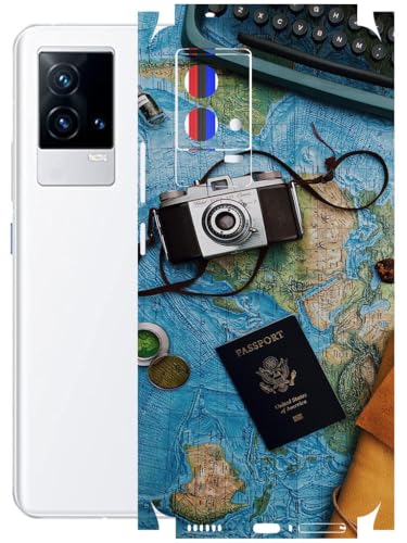 Image of AtOdds - Full Body Back Screen Guard Protector Film - Lamination Wrap Skin Sticker Compatible with IQOO 9 | Scratchproof Matte Finish (Travel Map)