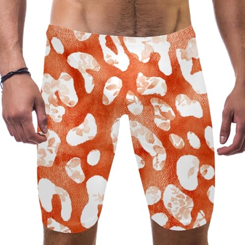 Traje de baño de carreras para hombre con estampado de leopardo naranja de alta resistencia