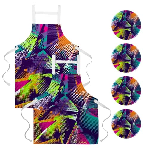 Tablier de cuisine avec 4 broches et motifs géométriques pour un maintien parfait