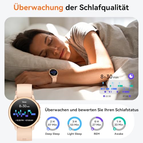 Smartwatch Damen Rund, 1.27" Smart Watch mit Telefonfunktion/Whatsapp,Uhren Damen mit Pulsuhr Schlafmonitor Schrittzähler Uhr… – Ansicht 3