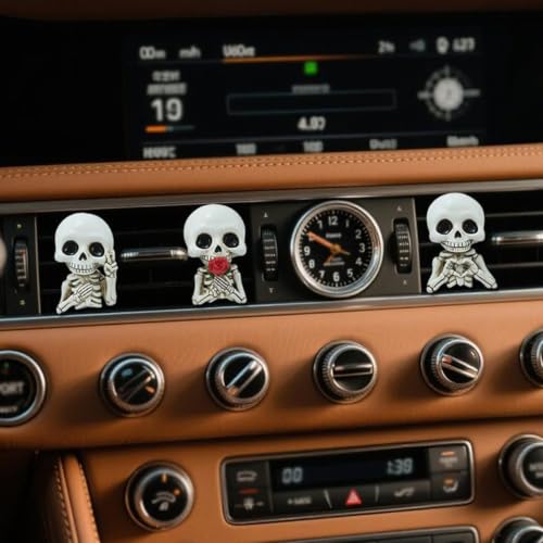 Statues mignonnes en résine de crâne pour décoration intérieure automobile