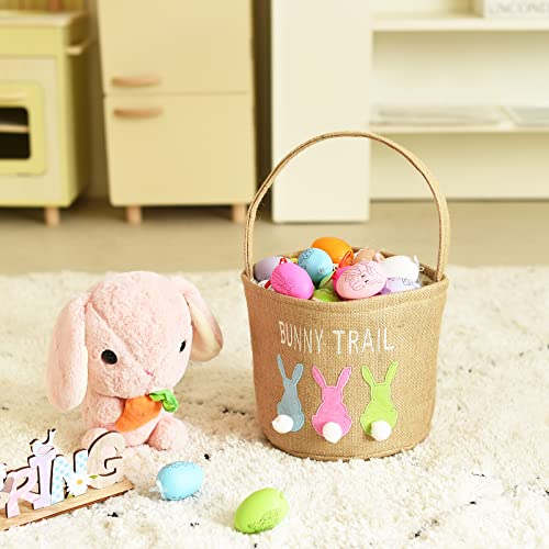 Miniatura 3 de Inough Cesta De Pascua Para Huevos De Yute, Cesta De Pascua Para Niños, Cesta De Conejo Con Orejas Lindas, Cesta De Pascua Para Bebés, Bolsas De Sendero De Conejo, Bolsas De Pascua Para Fiestas