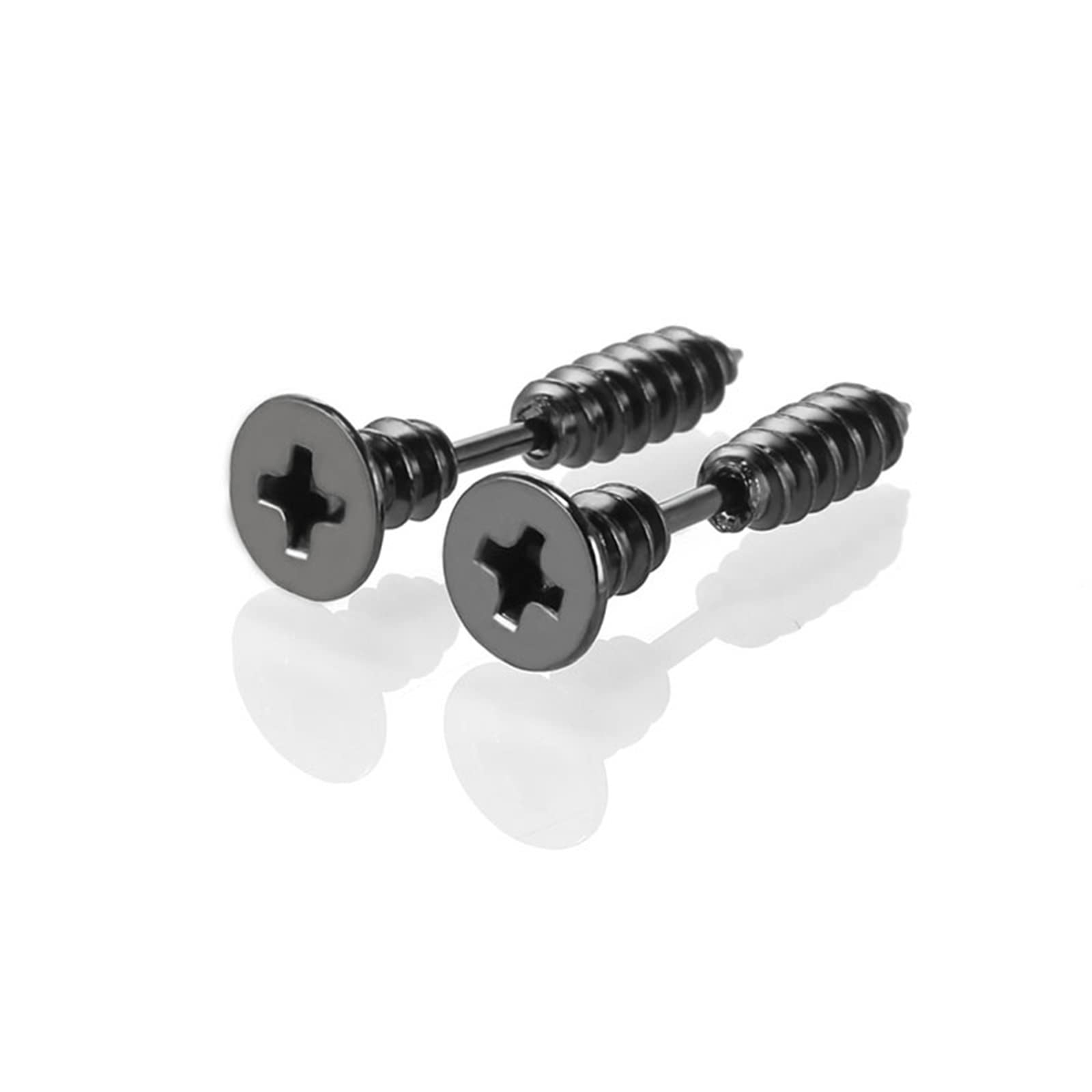 6 Pairs (12 PCS) Acier Inoxydable Boucles d'Oreilles Homme Femme Noir