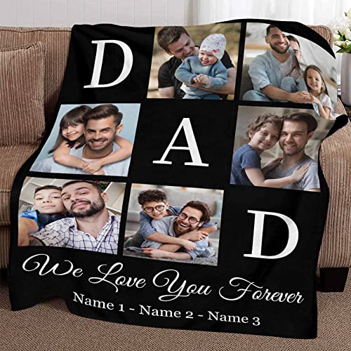 Mypupsocks Personalized Throw Blanket Dad Blanket Throw Blanket Lightweight Cozy Bed Blanket Dad Gifts 54"X70" Black Throw Blanket #TOP3