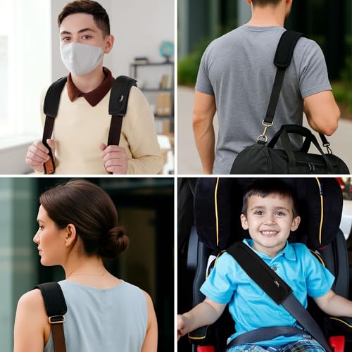 Mitavo Universal Auto Gurtpolster Set, 2 Stück in Schwarz, 25x7 cm Groß - Weiche Sicherheitsgurt Schutzkissen Gürtelkissen Schulterpolster für Komfort & Schutz, Kindersitz, Rucksack und Taschen