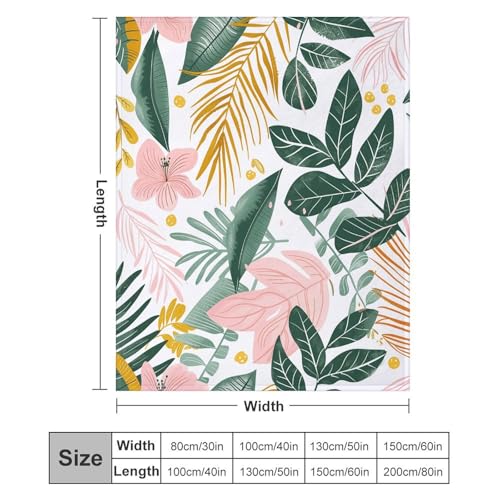Couverture polaire ultra douce pour lit et canapé motif feuilles vertes 127 cm - 2