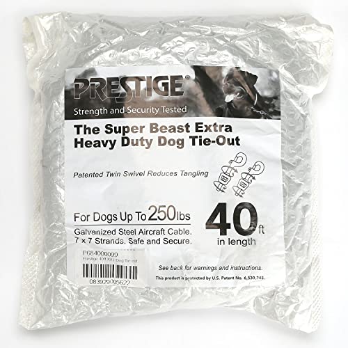 Prestige Super Beast XXL 40-ft Heavy Duty Dog Tie Out Leash for Dogs up to 250 lbs - Boss Pet Products