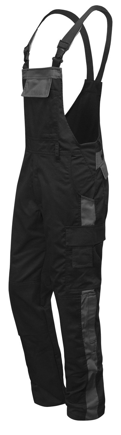 strongAnt® - Pantalón de Peto elástico de Trabajo Berlin 260gr, Bolsillos para Rodilleras - Hecho en Europa - Talla: 52, Color: Negro-Gris