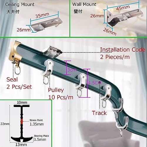 Adjustable Shower Curtain Rod for Bathroom, 4M/6M Heavy Duty Aluminum Ceiling Track, Flexible Bendable Bay Curtain Rod, Ideal for RV Room Dividers & Clothing Stores