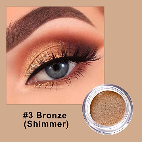 Erinde Cream Eyeshadow, Metallic Shimmer Creme Eye Shadow, Highly Pigmented, Waterproof, Long-Wearing, Hypoallergenic Creamy Eyeshadow, No Creasing Eye Makeup, Vegan & Cruelty-Free, #3 Bronze (Shimmer) #TOP1