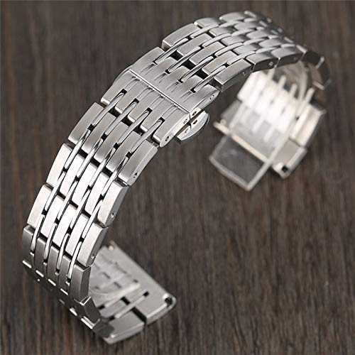 Sangle de montre réglable en acier inoxydable argent avec 2 barres - 6
