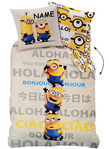 alles-meine.de GmbH 2 TLG. Set Wende Bettwäsche - Minnion - Ich einfach unverbesserlich - Aloha - incl. Name - 135 x 200 cm & 80 x 80 cm - 100%...